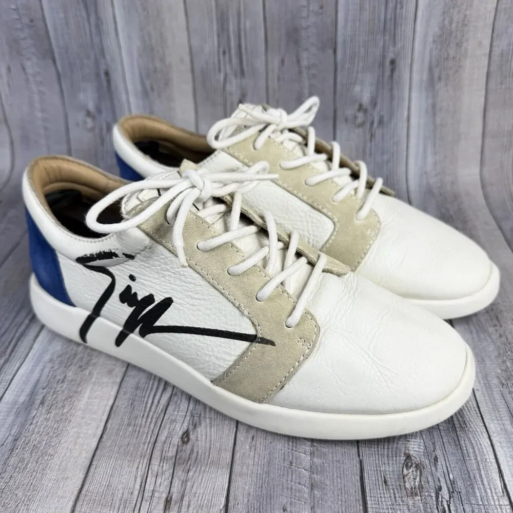 Giuseppe Zanotti Shoes 40 Signature Logo Leather Lace Up Sneakers Trainers $550